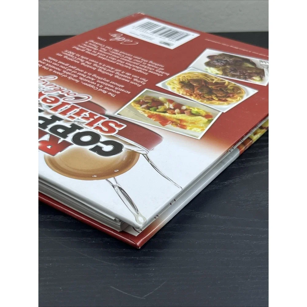 Red Copper Skillet Cooking Book Recipes Nonstick Pan Cookbook New